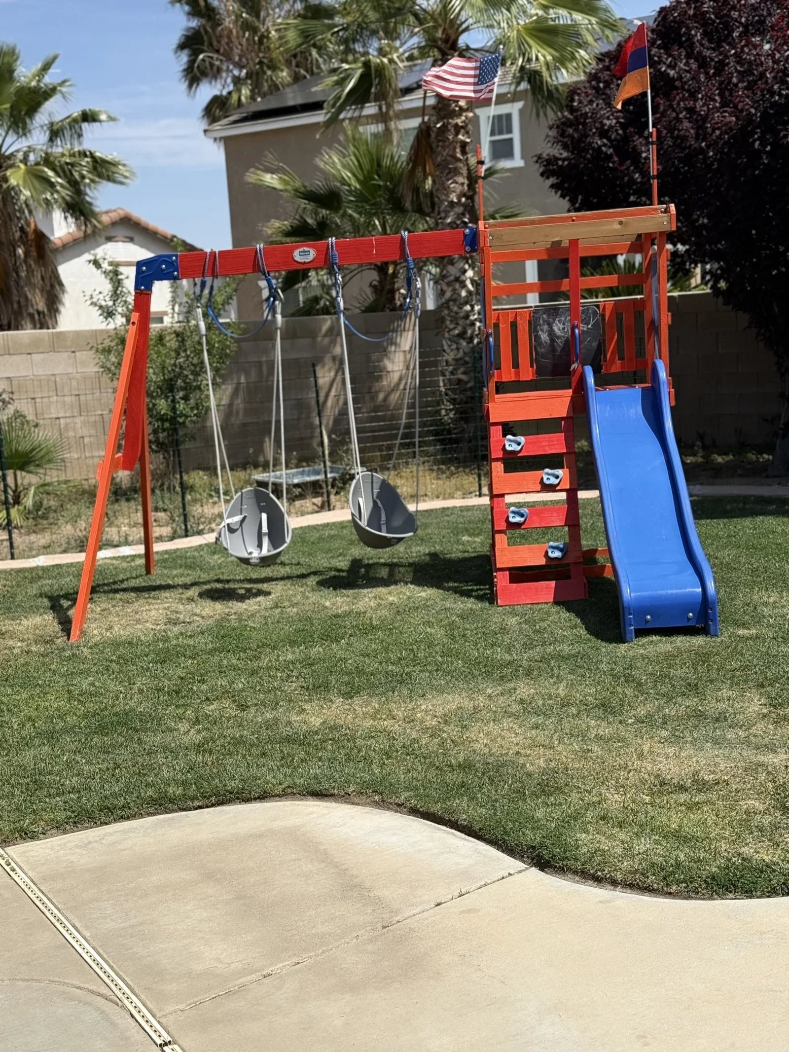After-School Outdoor Play on Swing Set and Slide at Fairy Tale Child Care Palmdale